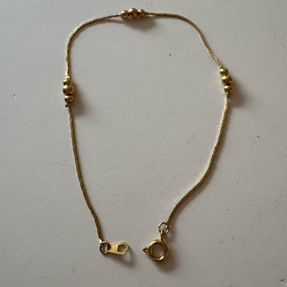 14k beaded ankle bracelet - Picture 3 of 5